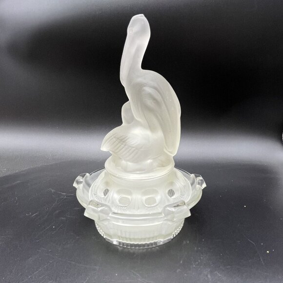 WALTHER AND SOHNE SATIN GLASS PELICAN PELIKAN 3 PIECE FLOWER FROG ART DECO - Picture 5 of 11